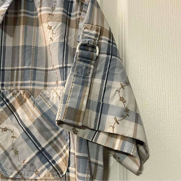 Adrian Delafield Short Sleeve Plaid Button-Down w/Vine Pattern - Size M - Picture 4 of 5
